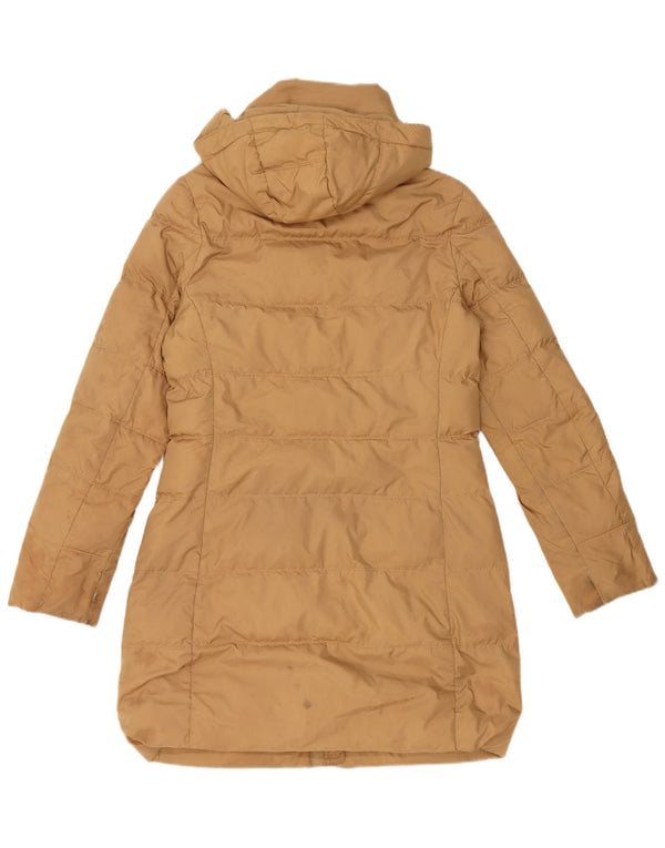 Tommy Hilfiger Abrigo acolchado con capucha para mujer UK 10 Small Marrón Poliéster