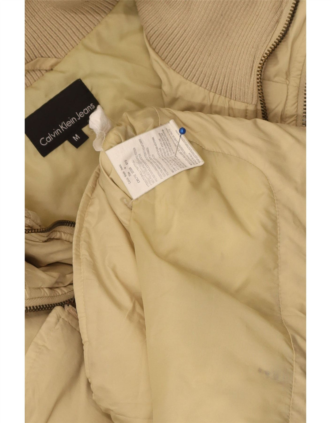 Calvin Klein Jeans Chaqueta acolchada para mujer UK 14 Poliéster beige medio