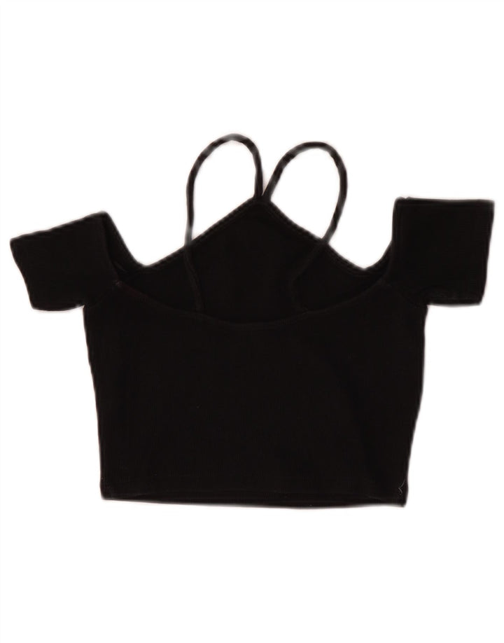 Zara Top corto con hombros descubiertos para mujer Reino Unido 8 Pequeño Algodón negro