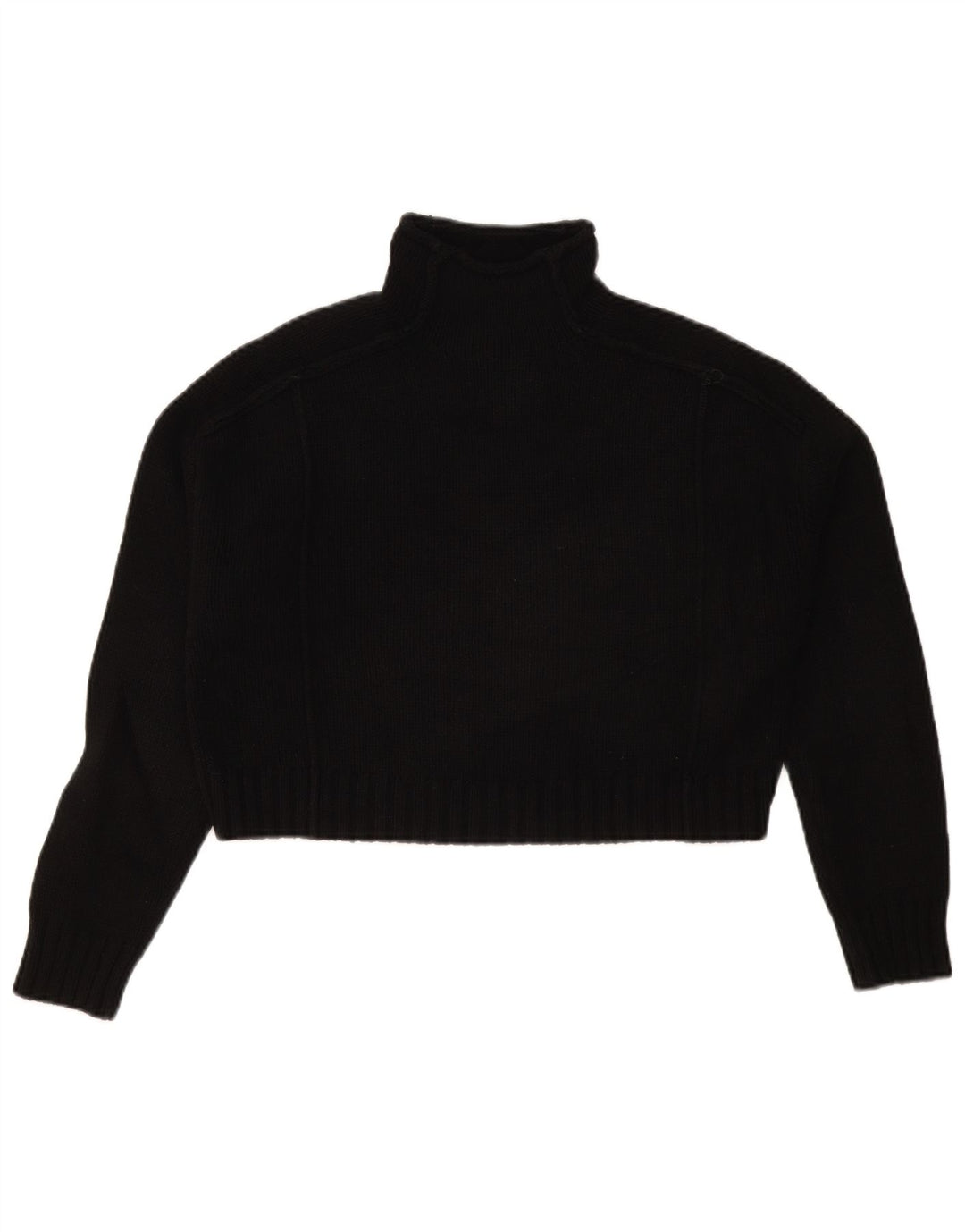 Zara Mujer Crop Oversize Roll Neck Jumper Sweater UK 10 Small Negro