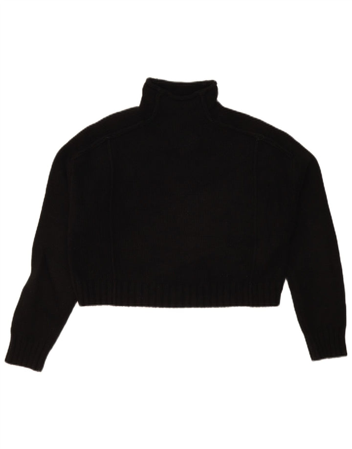 Zara Mujer Crop Oversize Roll Neck Jumper Sweater UK 10 Small Negro