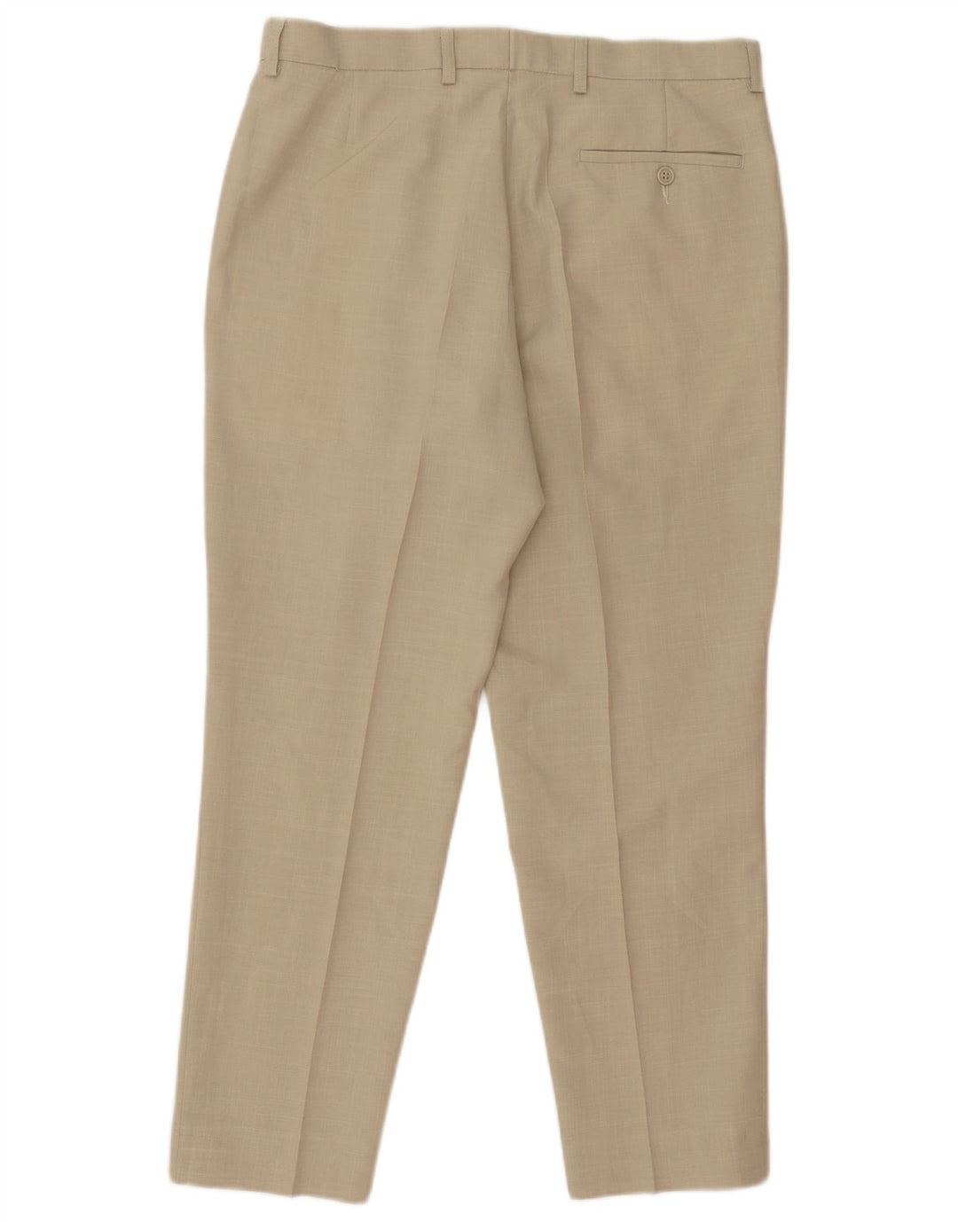 Marks & Spencer Pantalón de traje recto para hombre W34 L28 Poliéster beige