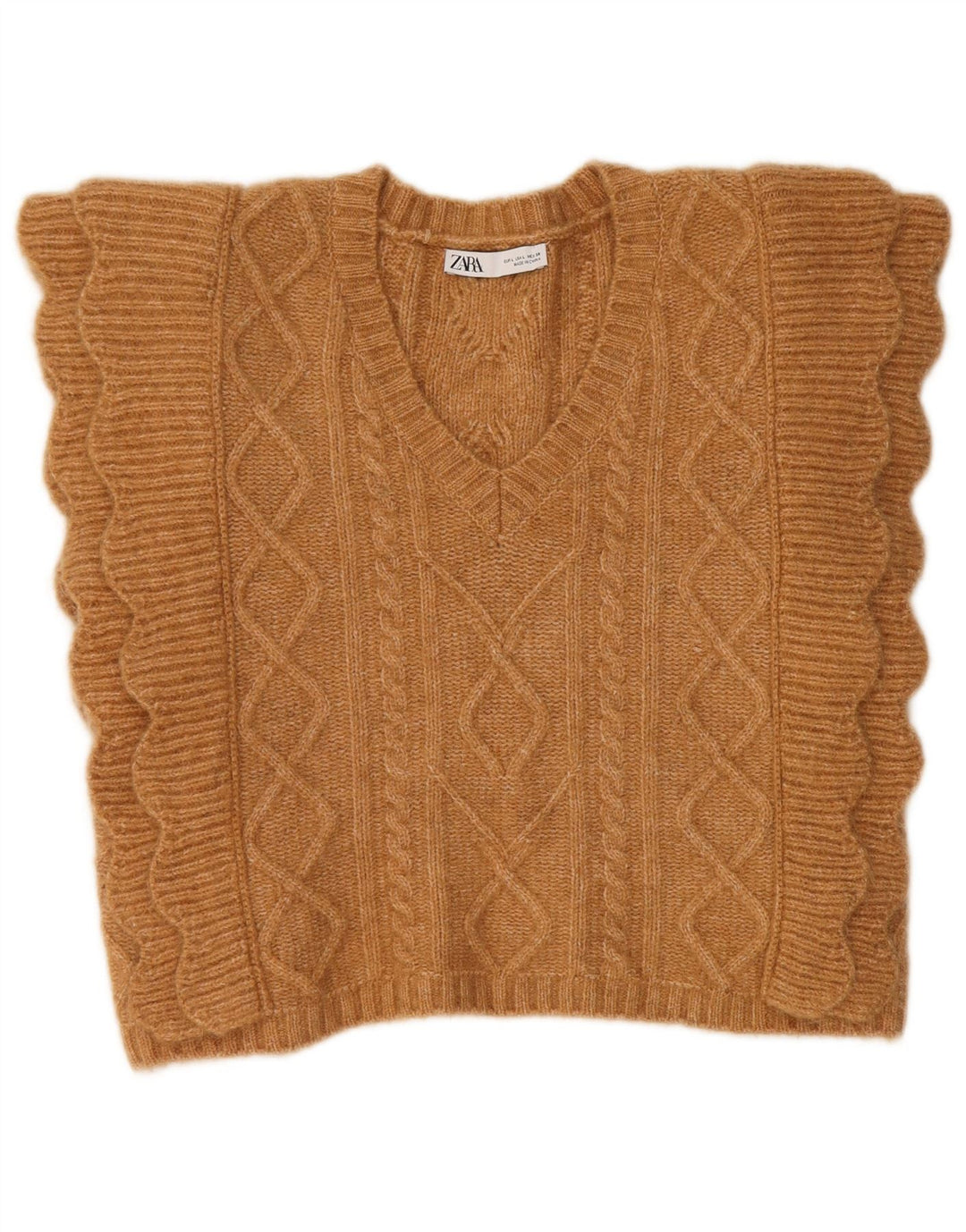 Zara Mujer Crop Vest Tank Top UK 46 Grande Marrón Poliéster