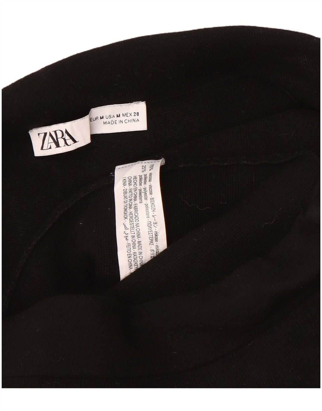 Zara Mujer Minifalda Peplum Mediana W28 Viscosa Negra