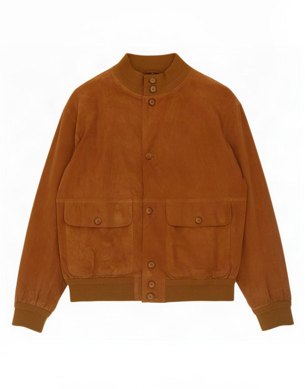 Vintage hombres ante bomber chaqueta IT 50 cuero marrón grande