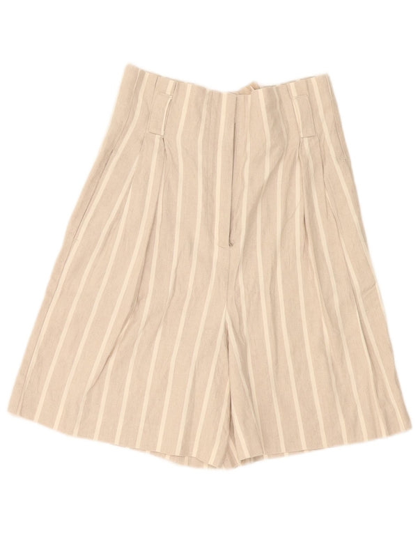 Massimo Dutti Bermudas de cintura alta para mujer EU 36 XS W26 Beige Rayas