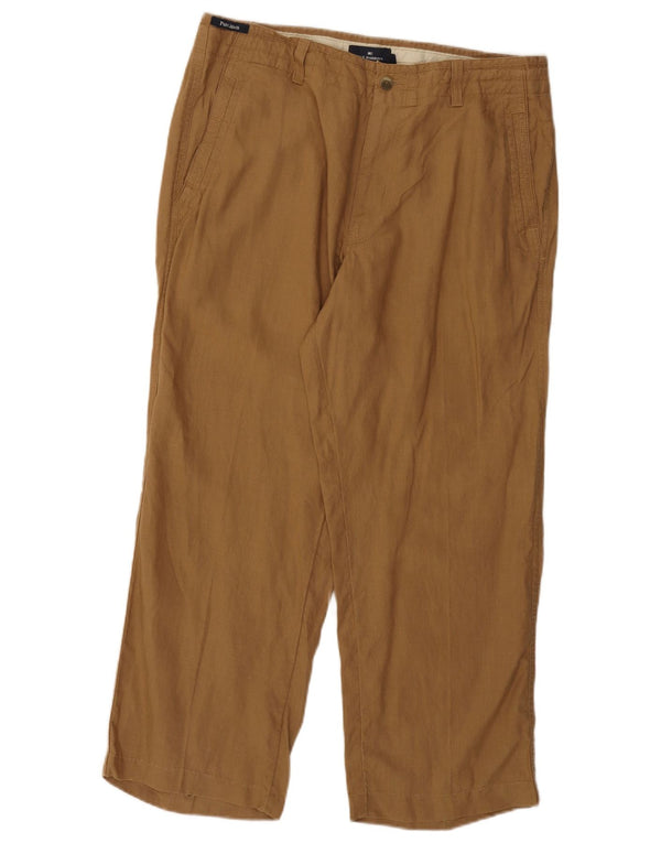 Marks & Spencer Pantalón chino recto azul Harbor para hombre W36 L26 Marrón