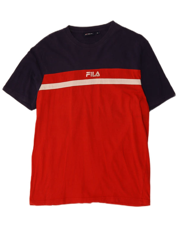 Fila Hombre Camiseta Gráfica Top Medium Rojo Colorblock Algodón