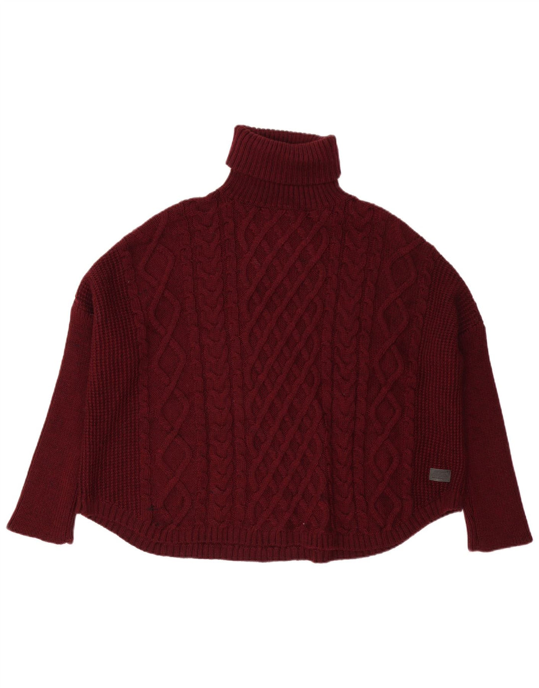 Superdry Jersey con cuello vuelto para mujer, talla 40, XL, granate acrílico