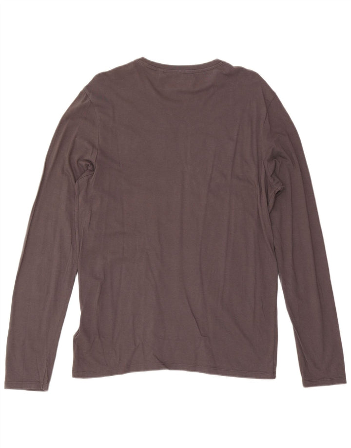 Guess Camiseta gráfica de manga larga para hombre, algodón gris pequeño