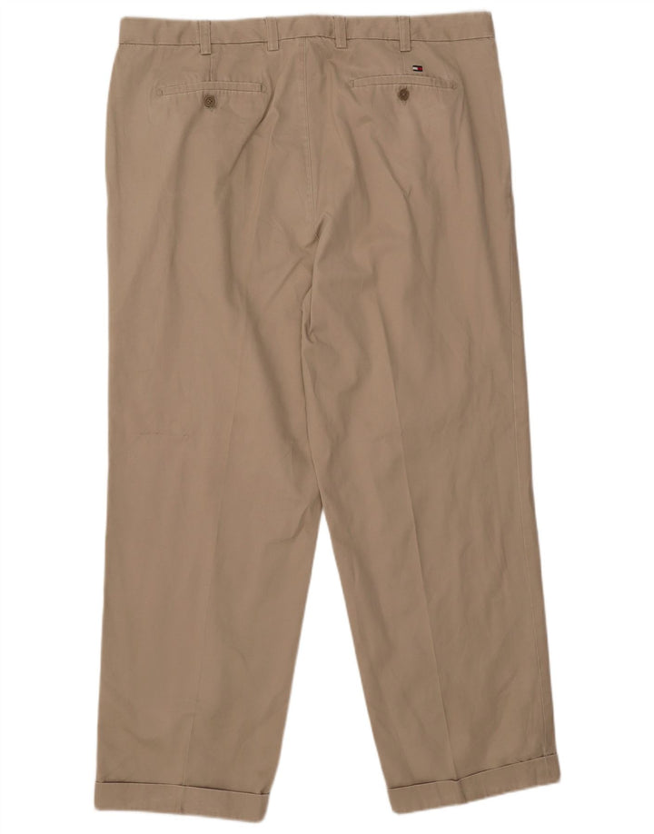 TOMMY HILFIGER Pantalón chino con pinzas para hombre W42 L32 Algodón beige