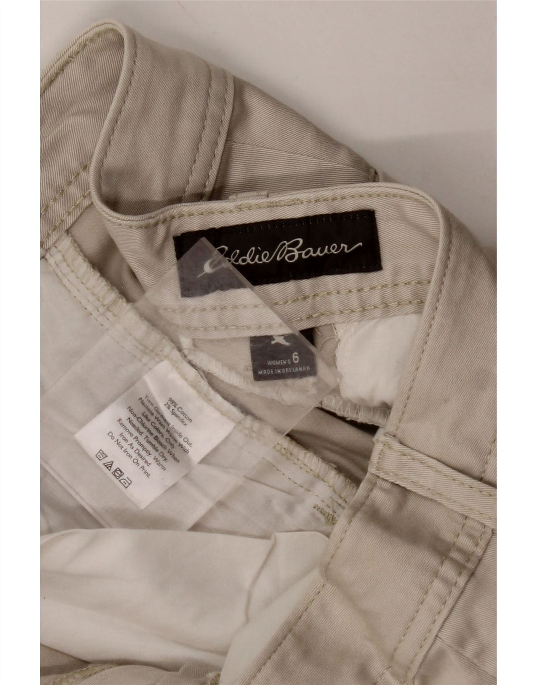 EDDIE BAUER Pantalones cortos chinos para mujer US 6 mediano W30 algodón gris