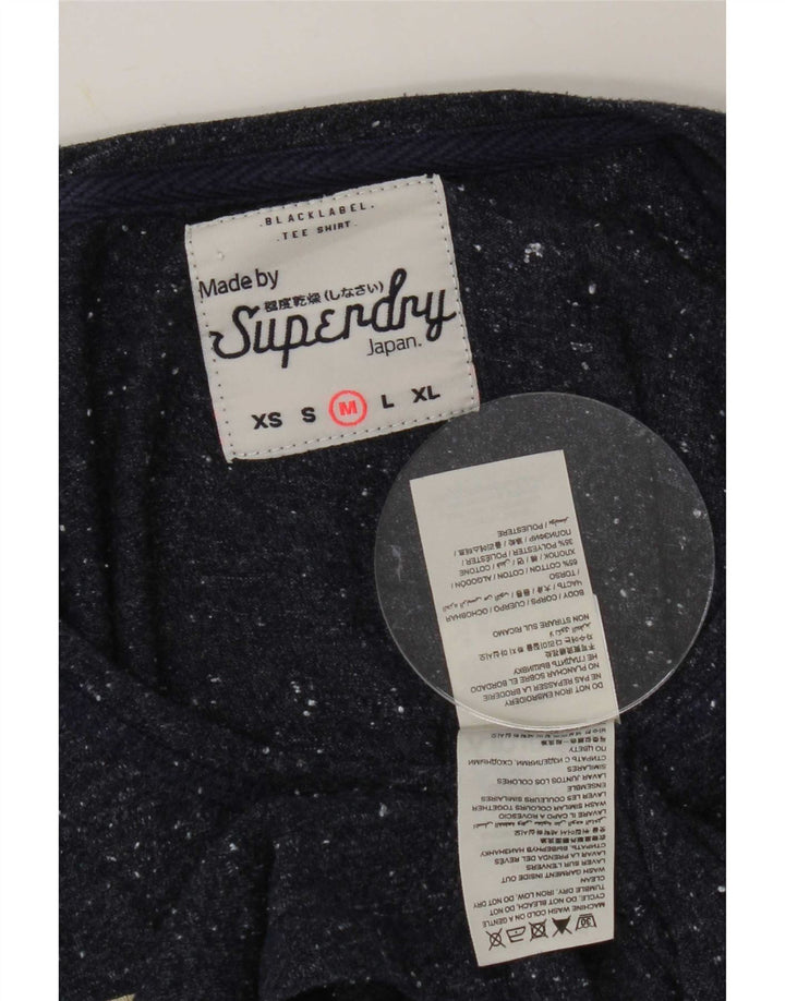 Superdry Mujer Top Gráfico Manga Larga UK 44 Medio Azul Marino Moteado