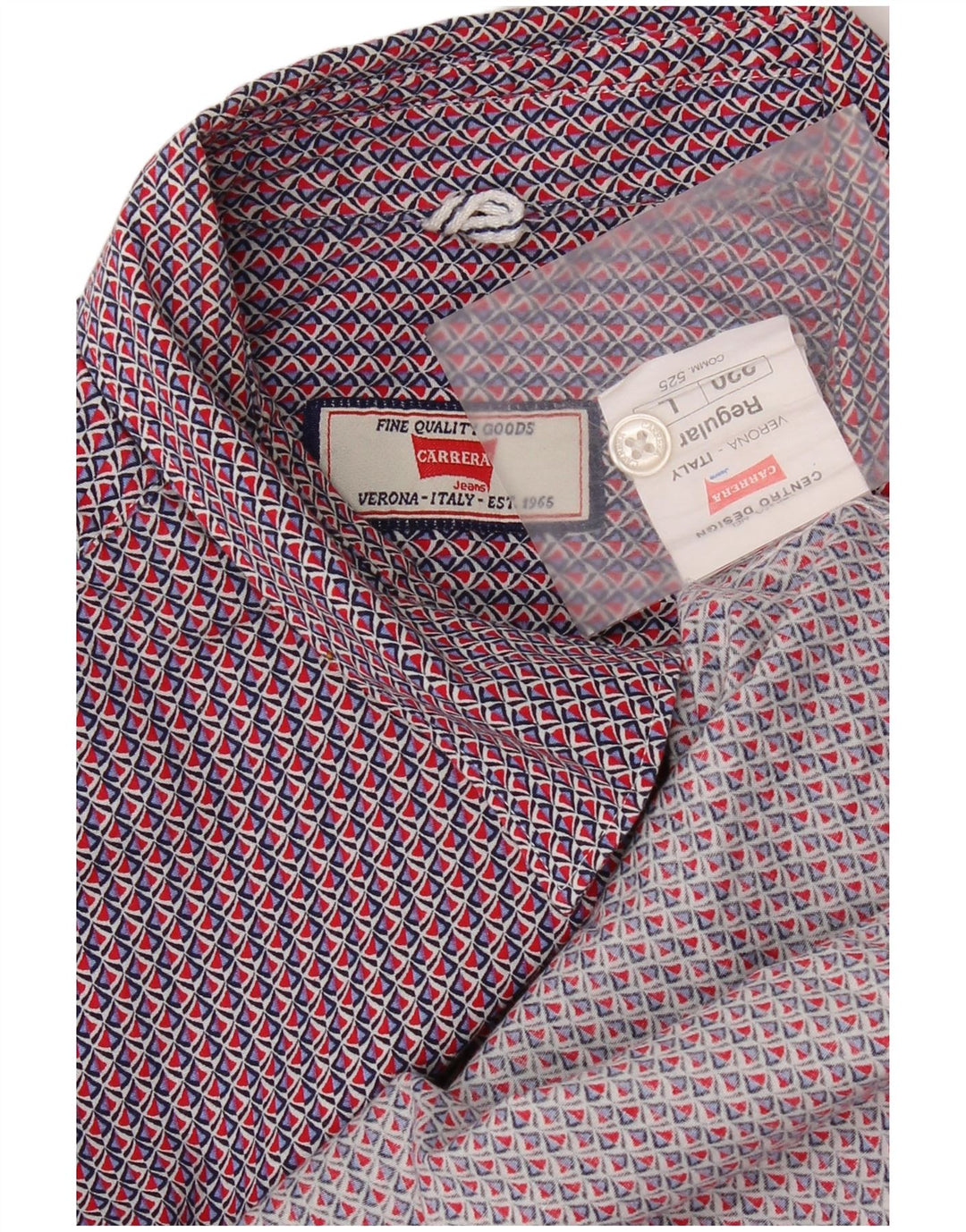 Carrera Camisa de manga corta para hombre con corte regular y algodón geométrico rojo grande