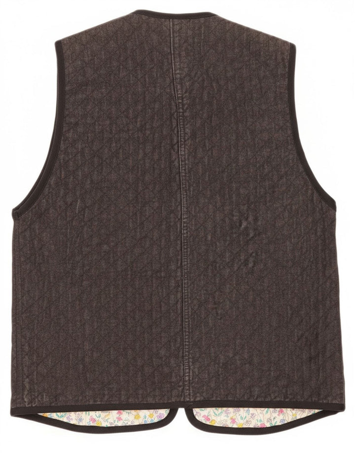 Vintage mujer Gilet Reino Unido 12 gris medio Paisley
