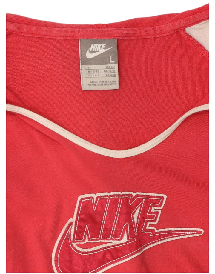 NIKE Top gráfico con capucha para mujer, manga larga, UK 40/40, talla grande, color rojo