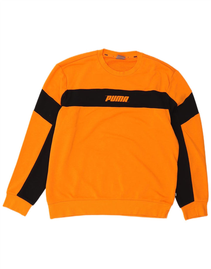 Puma Hombre Sudadera Gráfica Jumper Large Naranja Colorblock Algodón