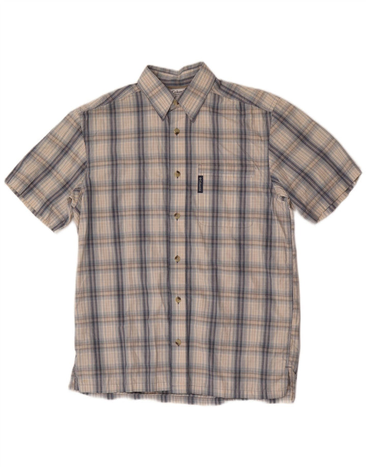 Columbia Camisa De Manga Corta De Algodón A Cuadros Azul Medio Hombre