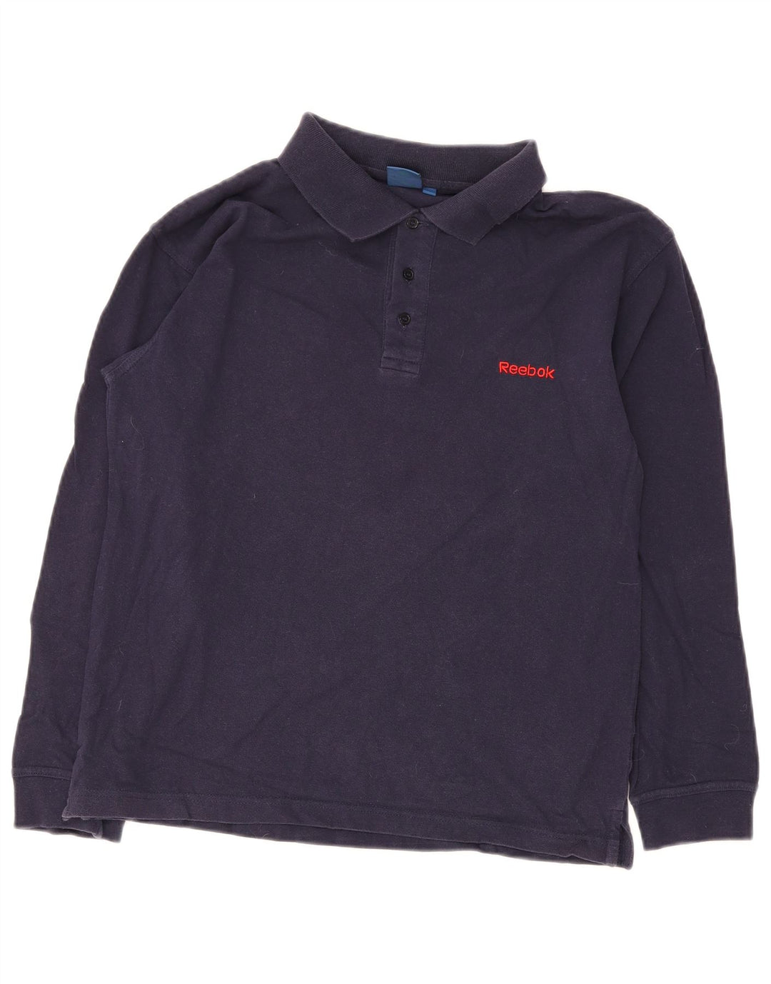 Polo Reebok de manga larga para hombre, algodón azul marino medio