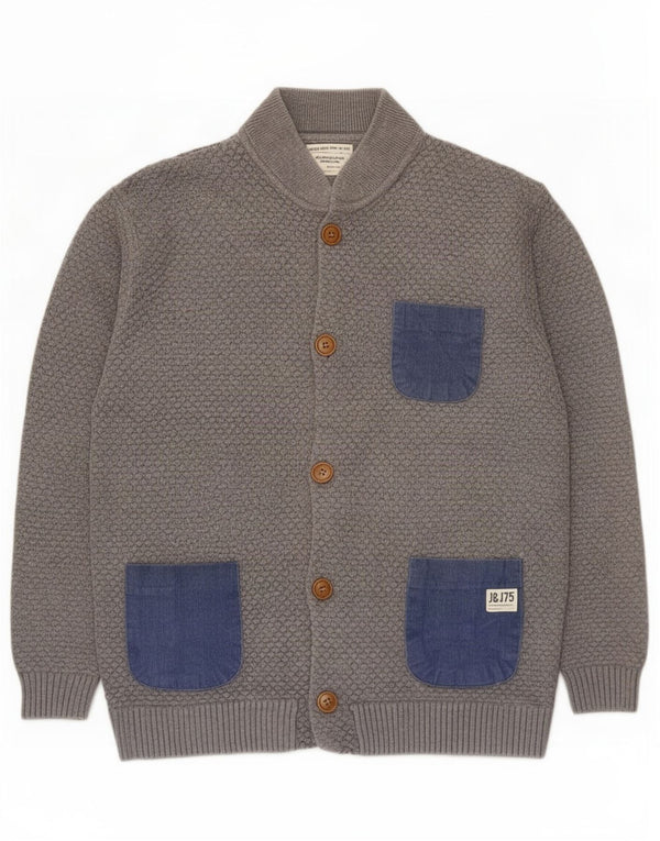 Jack & Jones Hombre Cárdigan Suéter XL Gris Colorblock Algodón