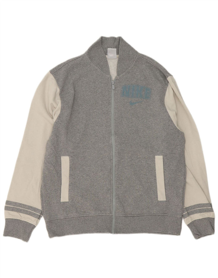 Nike - Chaqueta de chándal con estampado gráfico de algodón en bloques de color gris medio para hombre