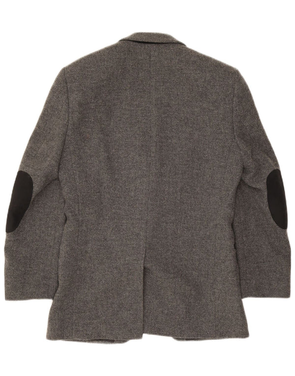 Vintage hombres 2 botones Blazer chaqueta IT 46 pequeña lana gris