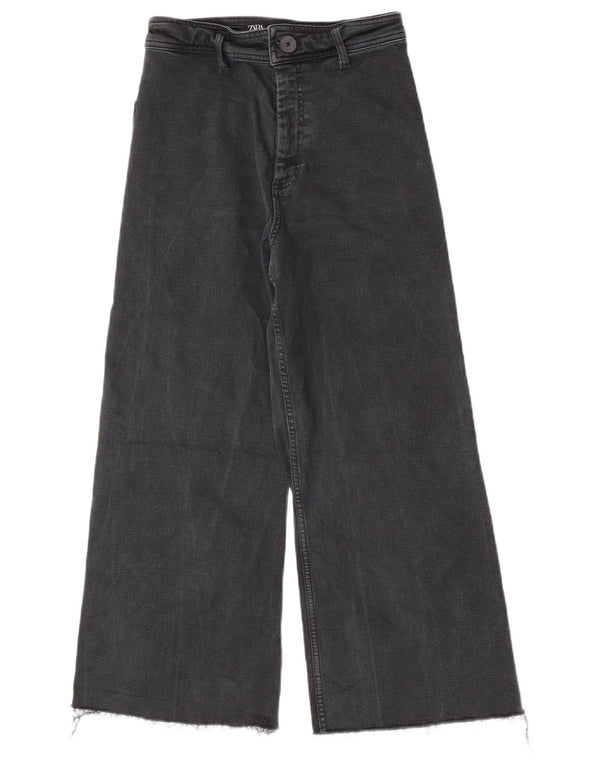 Zara Vaqueros rectos The Marine de talle alto para mujer EU 38 Small W28 L24 Gris
