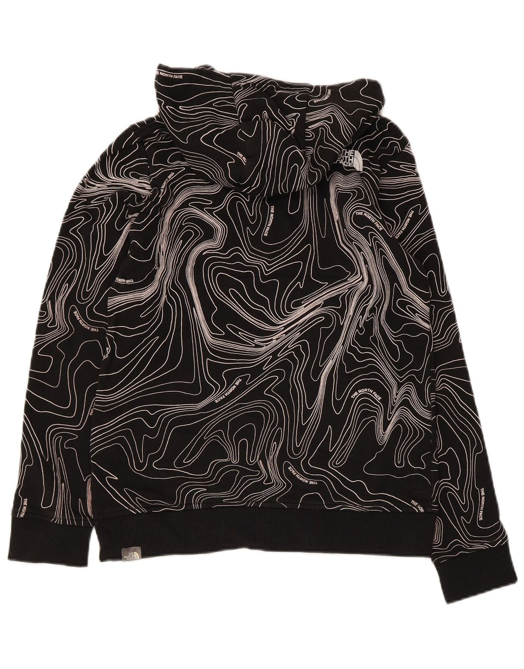 The North Face - Sudadera con capucha para niños, diseño abstracto, talla grande, color negro, 11-12 años