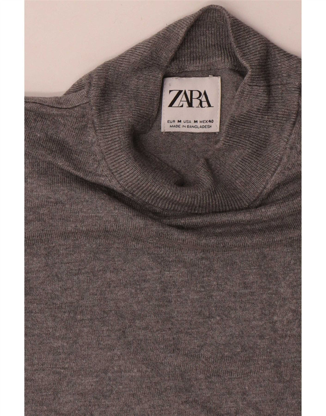 Zara Hombre Jersey Manga Corta Cuello Alto Viscosa Gris Medio