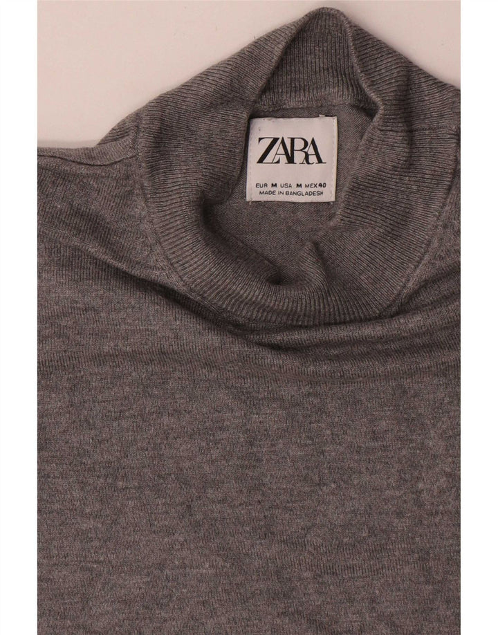 Zara Hombre Jersey Manga Corta Cuello Alto Viscosa Gris Medio