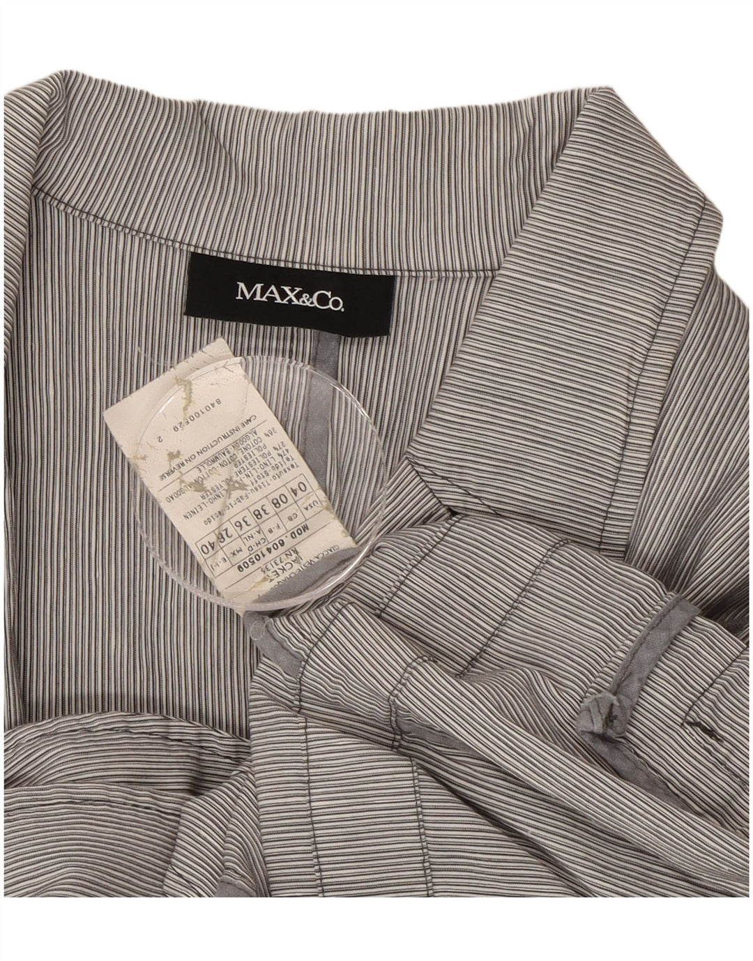 Max & Co. Chaqueta tipo blazer de manga 3/4 para mujer UK 8 Small Blue Pinstripe