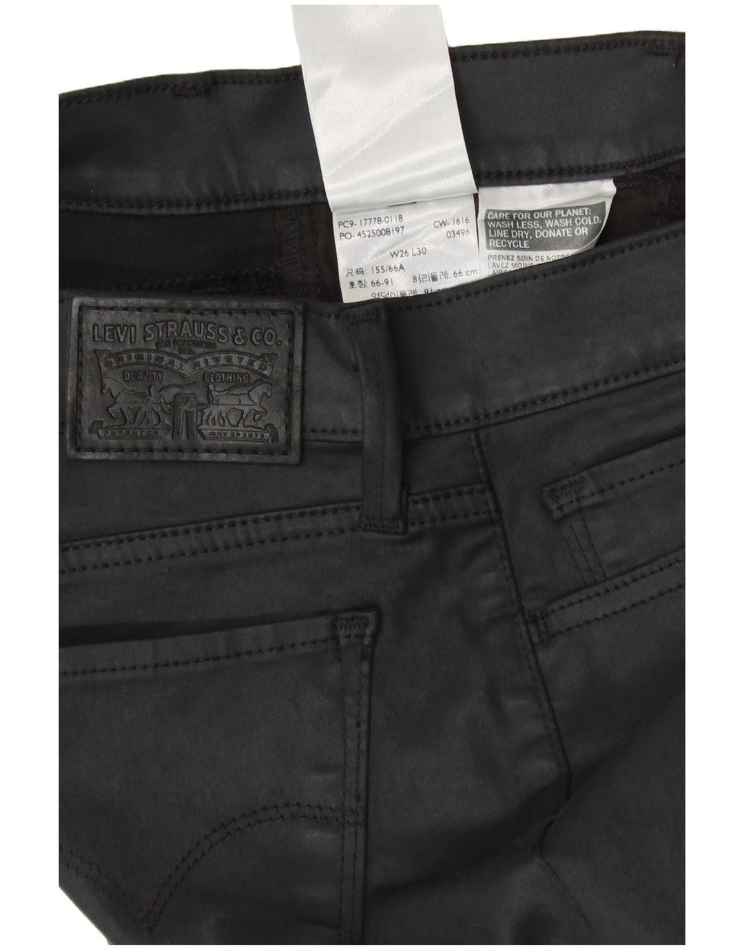 Pantalones casuales ajustados para mujer Levi's W26 L30 Negro