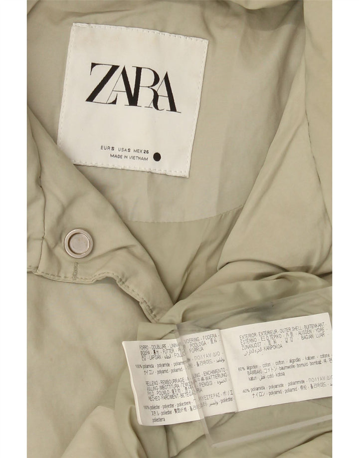 Zara Mujer Chaqueta Acolchada Extragrande UK 10 Small Gris Algodón
