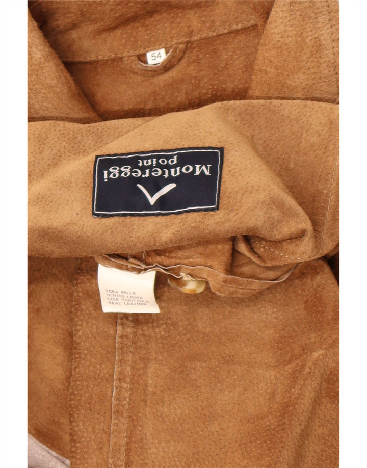 Montereggi Chaqueta de ante para hombre EU 54 2XL Cuero beige