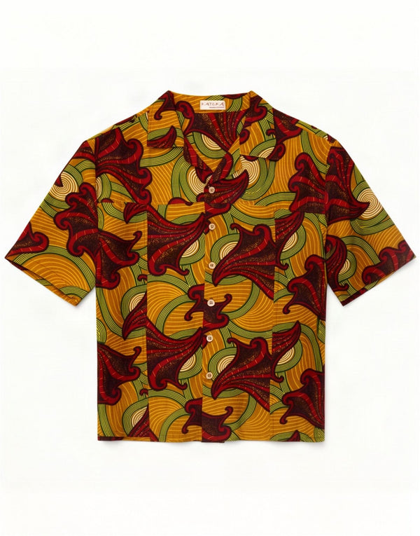 Camisa de manga corta vintage para hombre Algodón Paisley multicolor grande