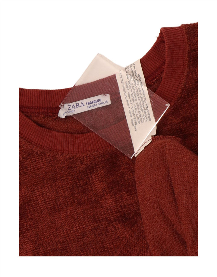 Zara - Jersey extragrande con cuello barco para mujer, talla 10, poliéster rojo pequeño