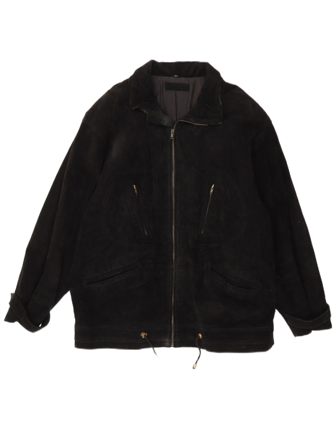 Chaqueta de ante vintage para hombre EU 52 XL cuero negro