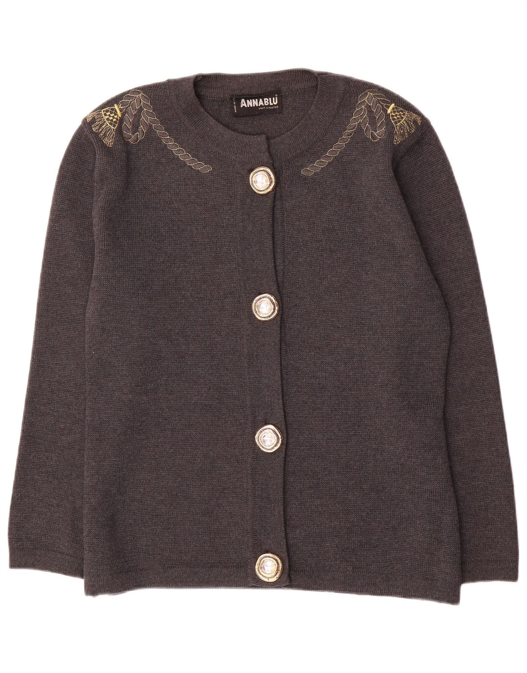Vintage mujer oversized Cardigan suéter Reino Unido 10 pequeña lana gris