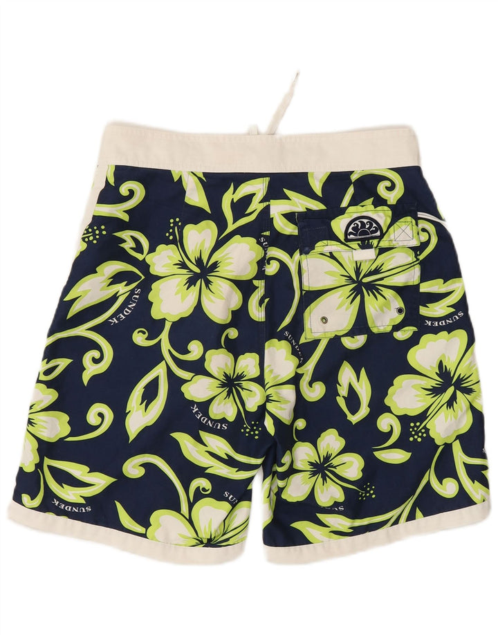 Sundek Shorts de baño gráficos para hombre poliéster floral azul marino mediano