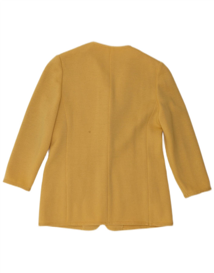 Luisa Spagnoli Chaqueta tipo blazer de punto con 1 botón para mujer UK 10 Small Lana amarilla