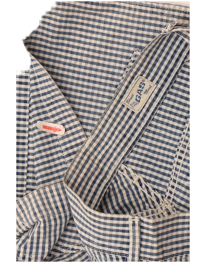 Pantalones Cortos Casuales Para Mujer Gas W28 Algodón A Cuadros Azul Medio