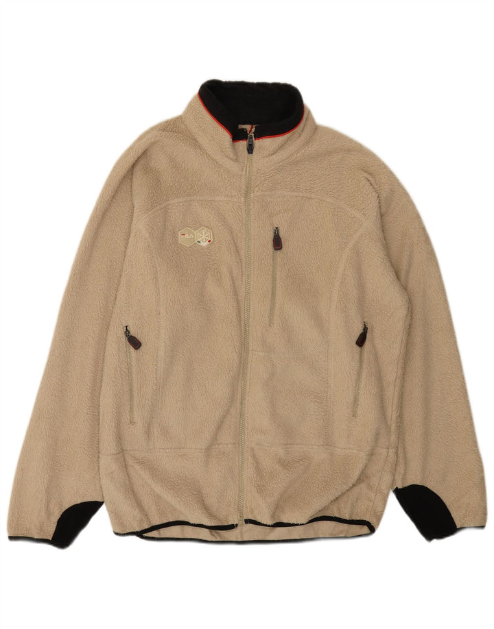 Fila Chaqueta polar para hombre UK 40 Large Beige Colorblock Poliéster