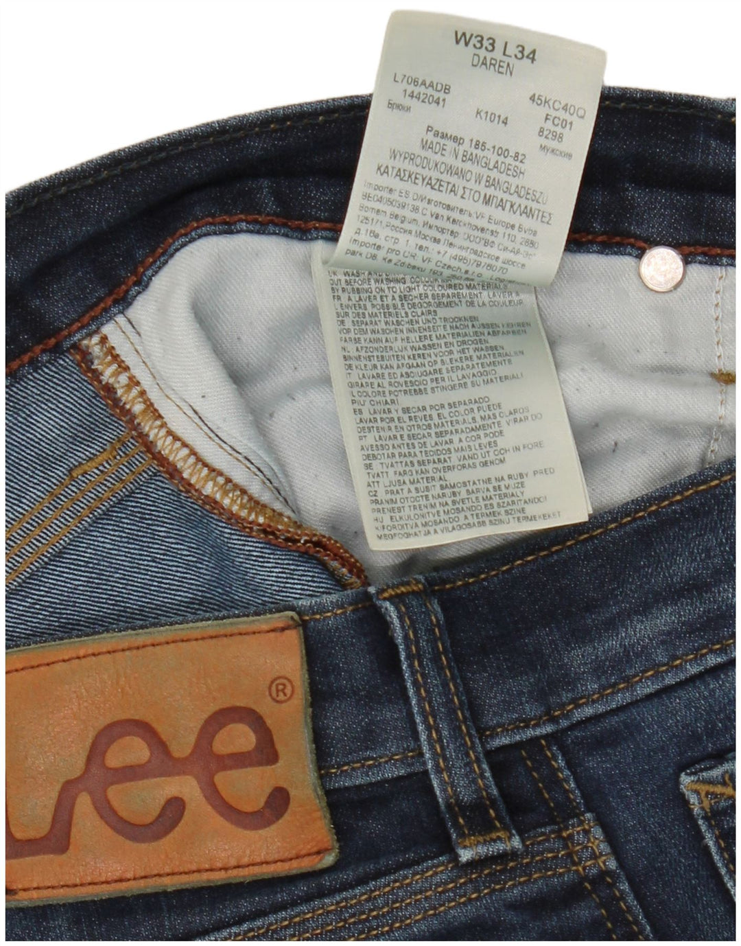 Vaqueros Lee Daren Slim para Hombre W33 L31 Algodón Azul
