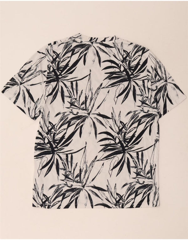 Jack & Jones Hombre Camiseta Top Grande Blanco Floral Algodón