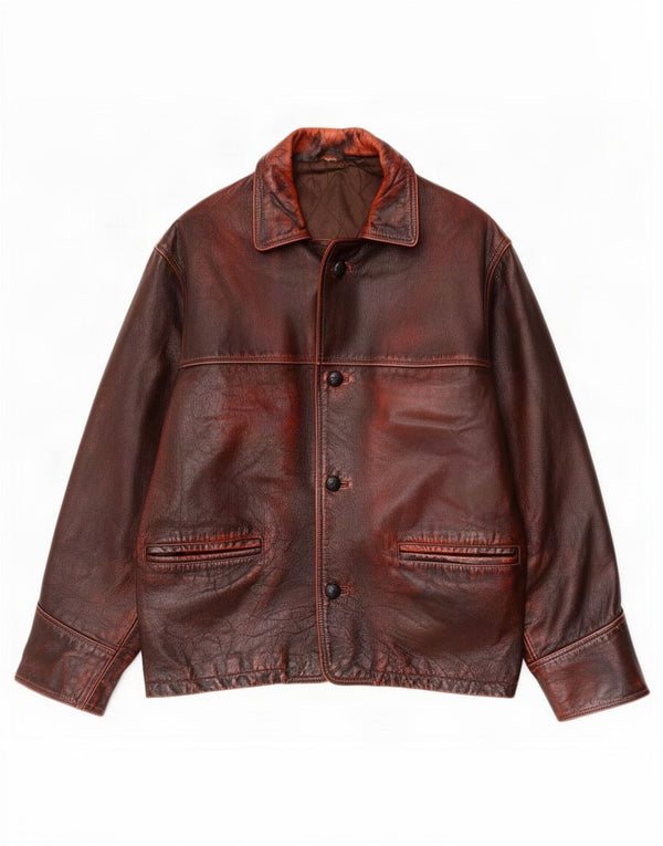 Chaqueta de cuero vintage para hombre IT 52 XL Marrón