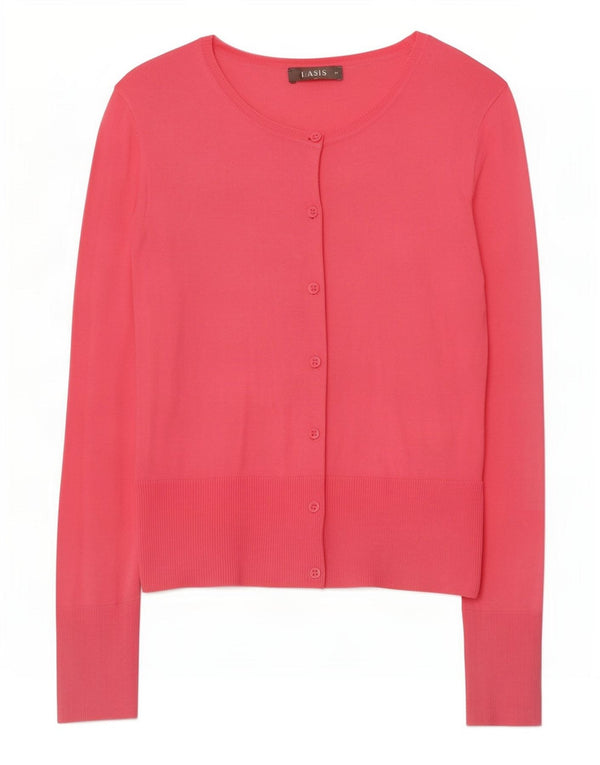 Oasis Womens Crop Cardigan Sweater UK 12 Medium Pink Cotton