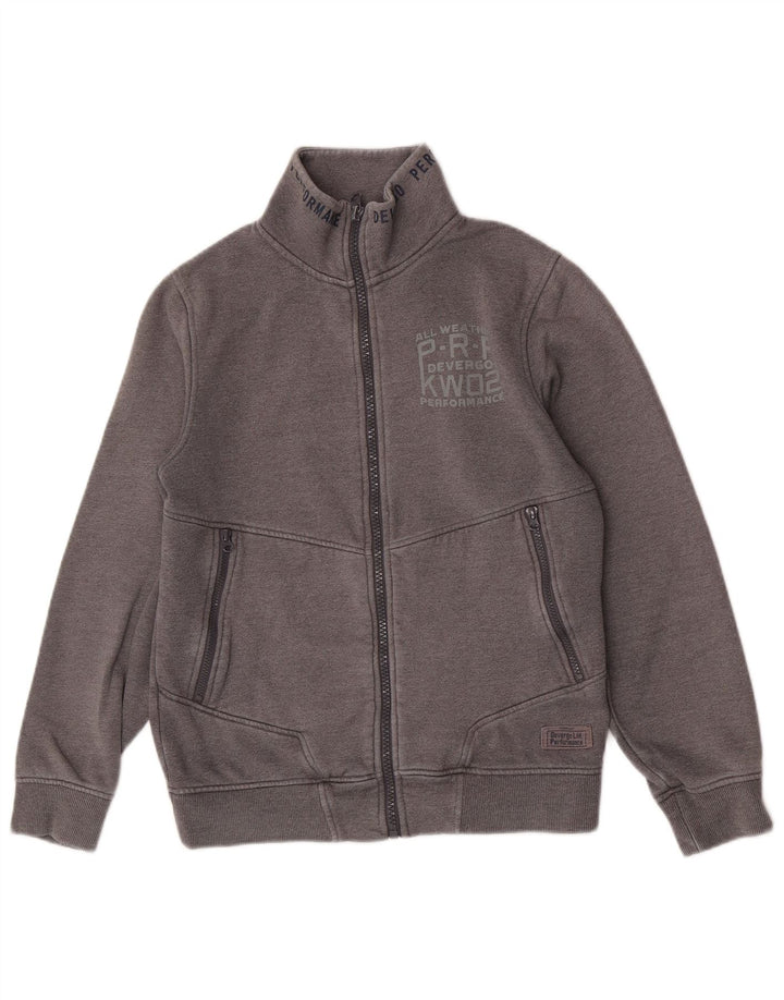 Vintage hombres chándal top chaqueta medio gris algodón