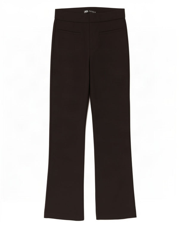 Zara Mujer Pantalones Casuales Acampanados Pequeño W26 L26 Negro