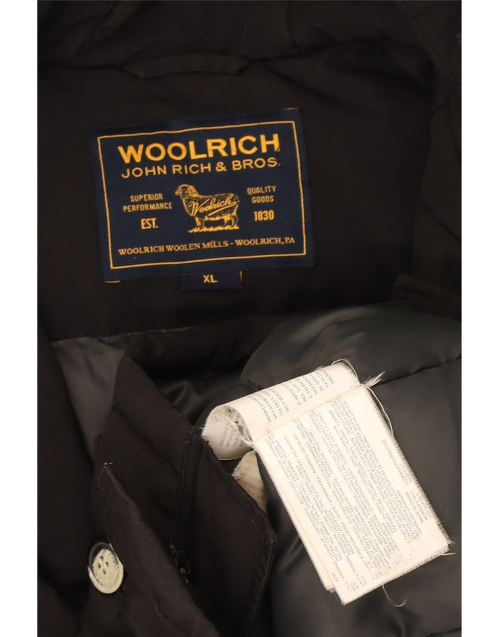 Woolrich Chaqueta acolchada extragrande con capucha para mujer UK 18 XL Algodón negro