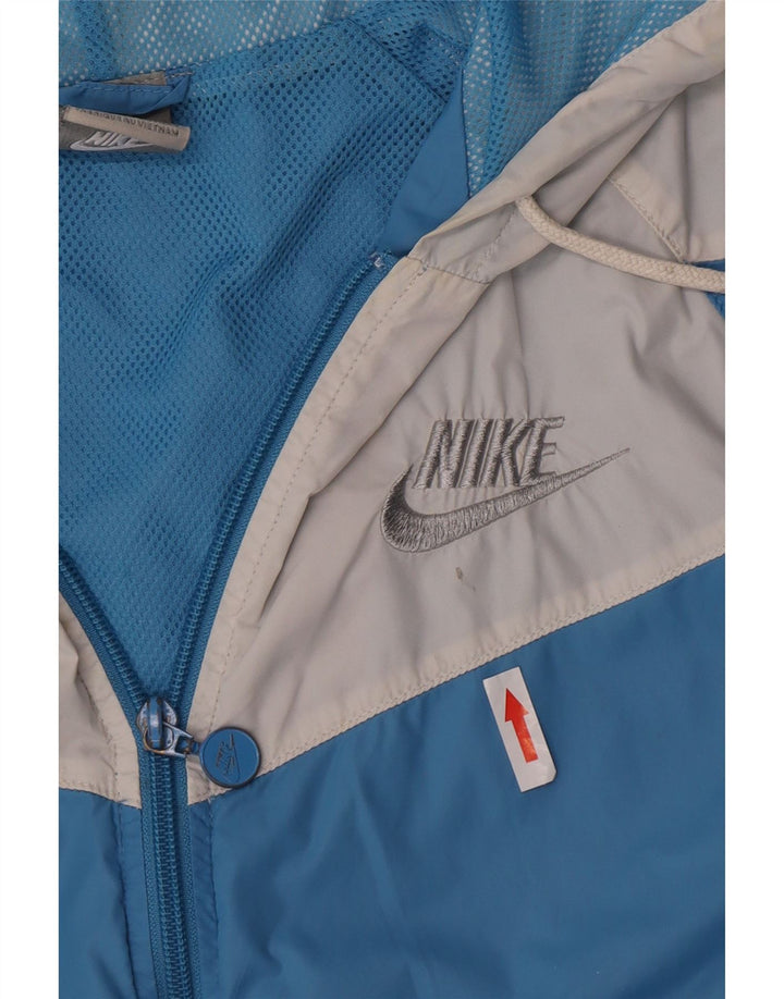 Chaqueta impermeable con capucha para mujer Nike UK 10/12 Medium Blue Colourblock Nylon